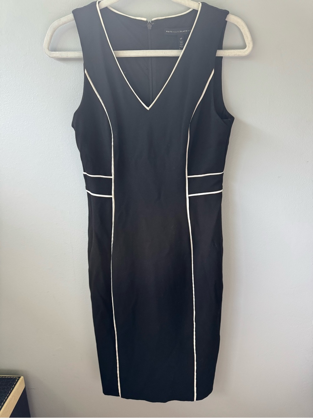 White House Black Market Knit Sleeveless Dress with Contrast Piping